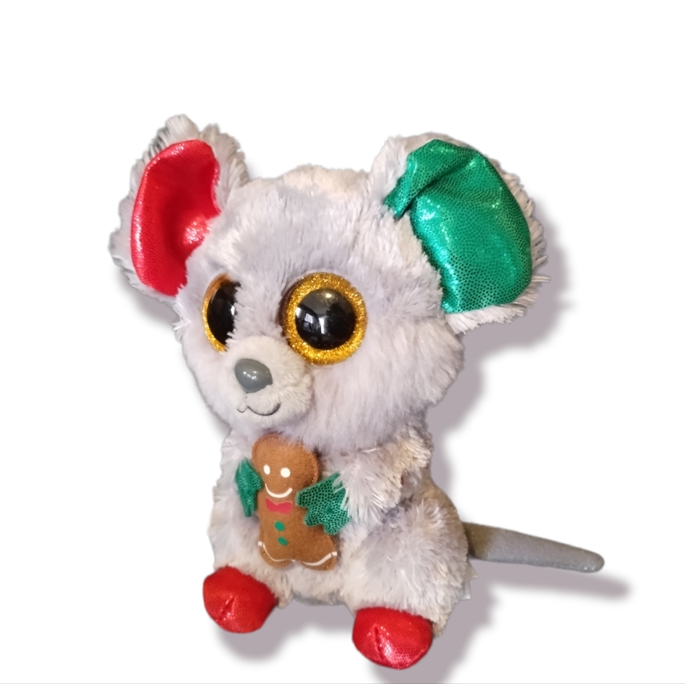 ✓Beanie Boos - RETIRED Mac the Mouse - Rare Ty Silk - Christmas Series - Glitter